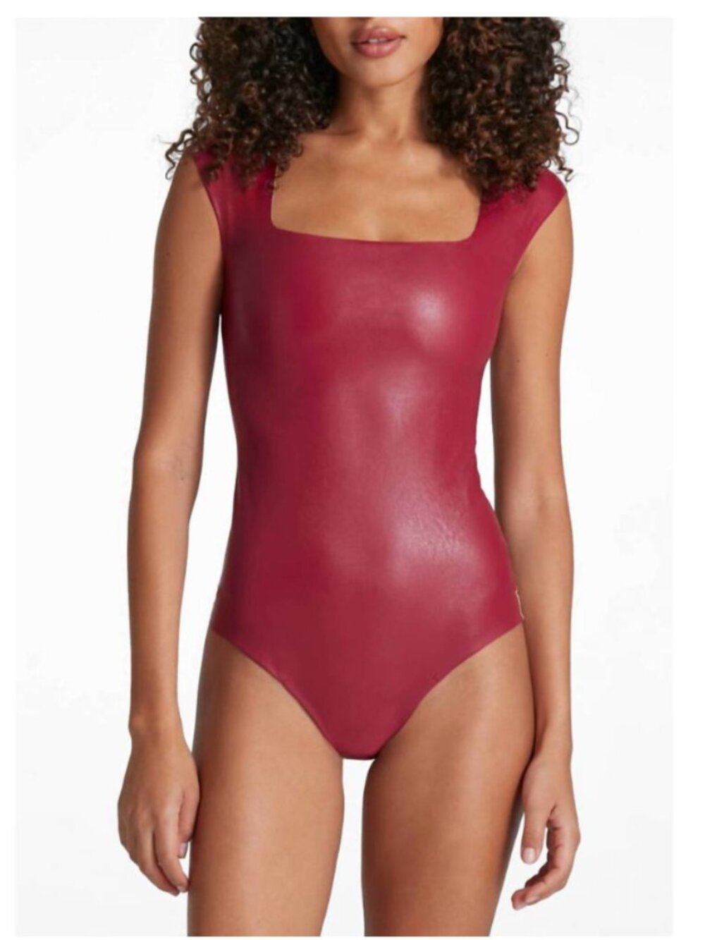 NWT Commando Faux Leather Cap Sleeve Bodysuit in Raspberry Burgundy